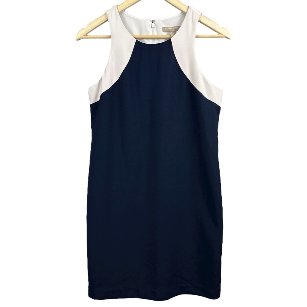 Banana Republic Navy and White Sleeveless Dress Size 2
